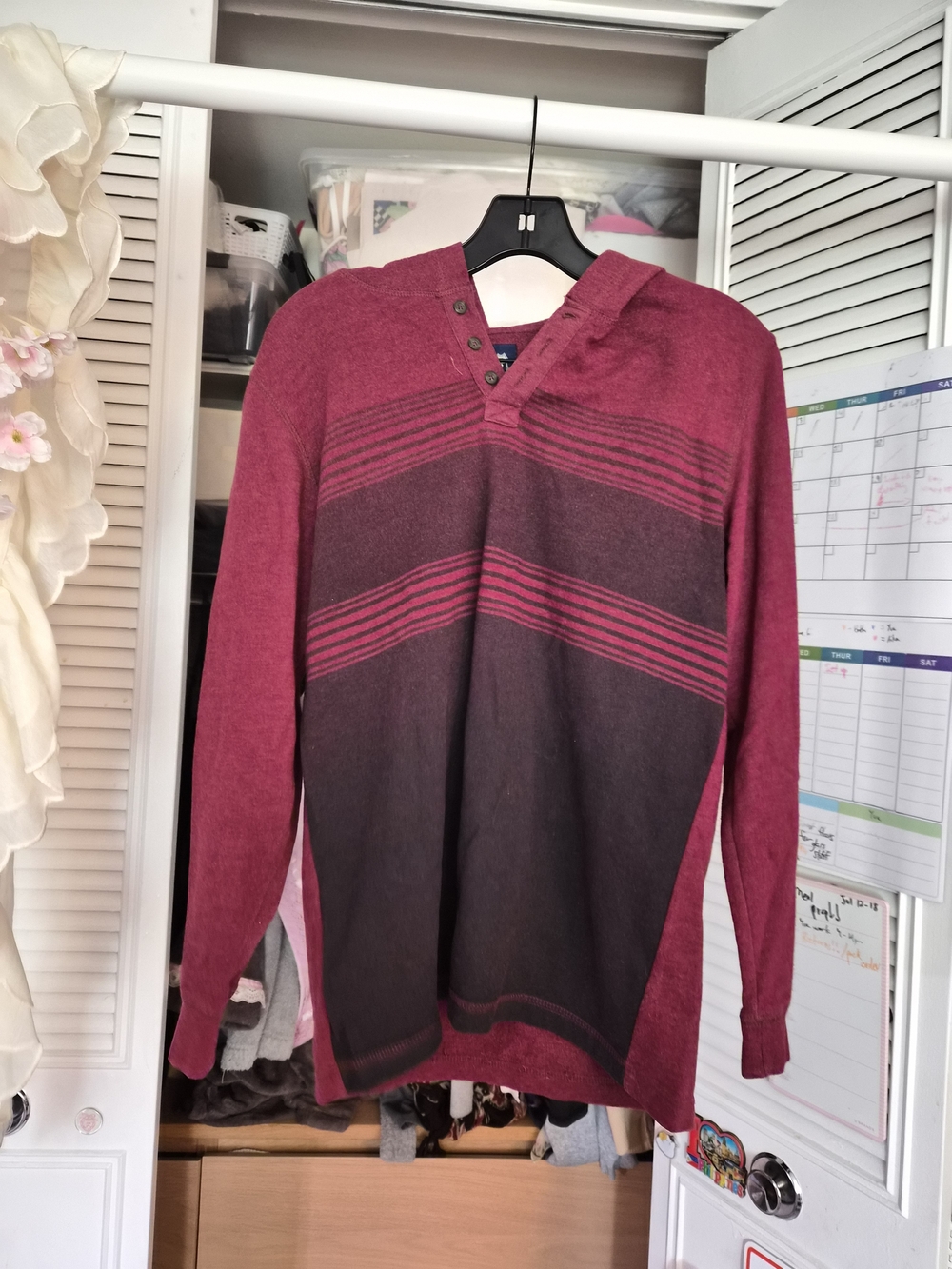 Champion Men's Crewneck Striped Pullover - Burgundy and Dark Gray